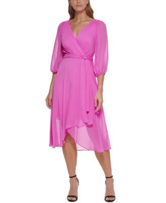DKNY 3/4-Sleeve Faux-Wrap Dress ...